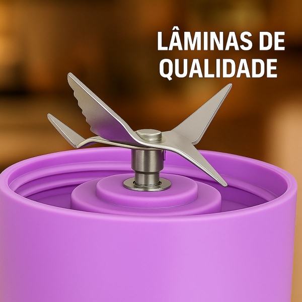 Mini Liquidificador Portátil Recarregável 380ML 6 Laminas - Roxo