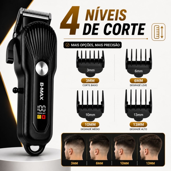 Máquina de Cortar Cabelo Profissional Display Digital 5w