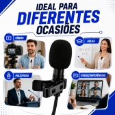 Microfone de Lapela P3 com Fio 2,5m para Celular e PC