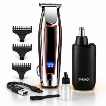 Máquina Cabelo Acabamento Profissional Aparador Pelos Nasal Prateado