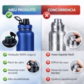 Garrafa Térmica Inox 1200ml Parede Dupla Isolamento a Vácuo Antivazamento com Alça 180° - Azul