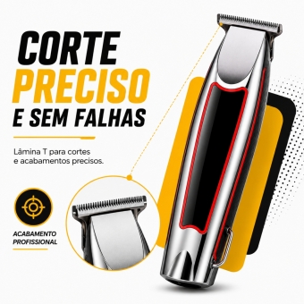 Máquina Cortar Cabelo Sem Fio Acabamento Profissional USB