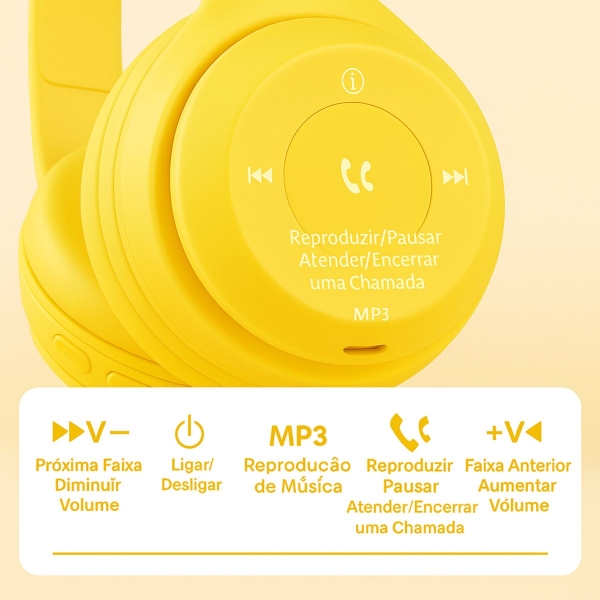 FONE DE OUVIDO BLUETOOTH ESTEREO ALTOMEX B-19 - Amarelo