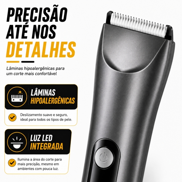 Depilador Masculino Partes Intimas Portátil À Prova D´ Água - Cinza/Prata
