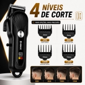 Kit Maquina Profissional Cortar Cabelo Acabamento Aparador Preto