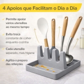 Suporte Descanso Tampa Panela Utensílios Organizador Cozinha - Cinza