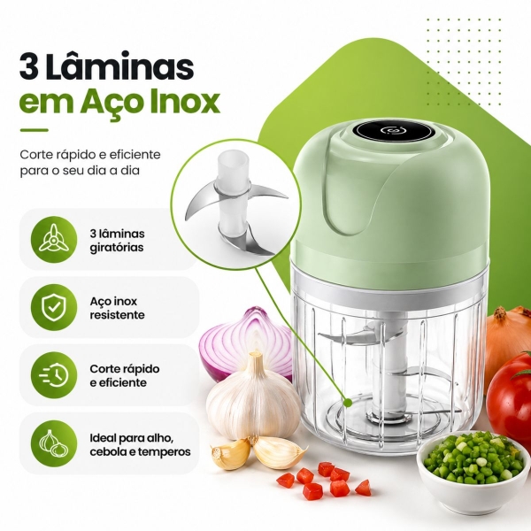Mini Processador de Alimentos - Triturador Elétrico