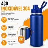 Garrafa Térmica Inox 1200ml Parede Dupla Isolamento a Vácuo Antivazamento com Alça 180° - Azul