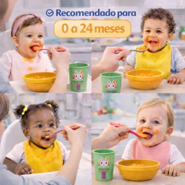 Kit Alimentação Infantil 4 Peças Bebê Livre BPA 0 a 24 Meses - Prato Amarelo