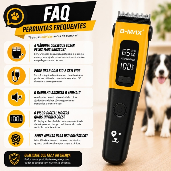 Kit Máquina de Tosa B-MAX + Luva Removedora de Pelos PETS