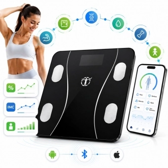 Balança Bioimpedância Imc Digital Aplicativo Bluetooth 180kg