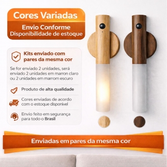 Kit Luminárias Arandela LED USB Recarregável Sensor Presença
