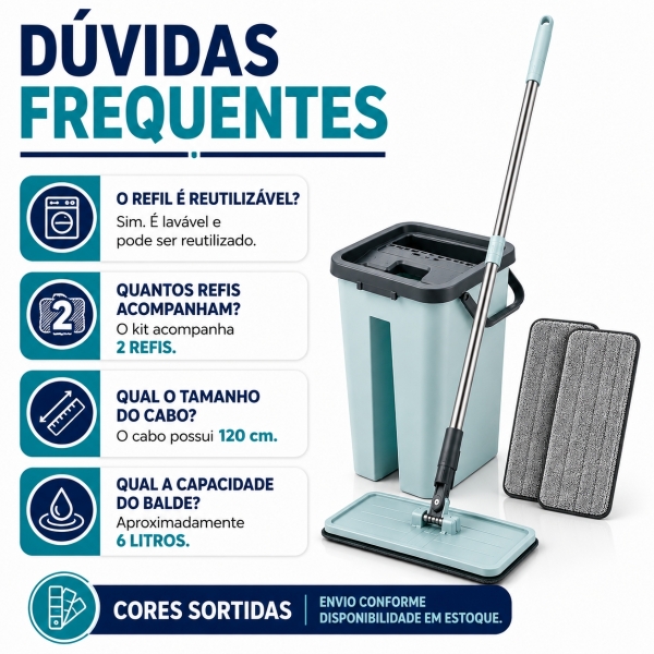 Mop limpeza 6L com balde articulado esfregão multiuso casa