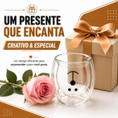 Copo Urso Vidro Duplo 250ml Café Chá Leite Parede Dupla