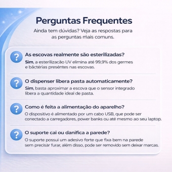 Porta Escova Esterilizador UV Dispenser Pasta Automático