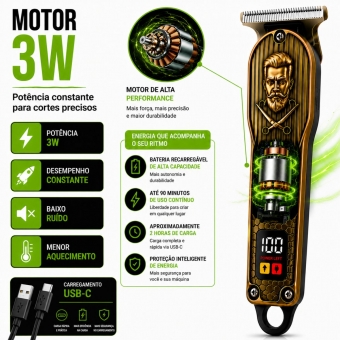 Maquina Cabelo Profissional Com Display Led E Aparador Nariz