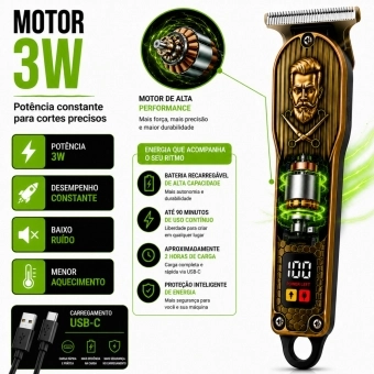 Maquina Cabelo Profissional Com Display Led E Aparador Nariz