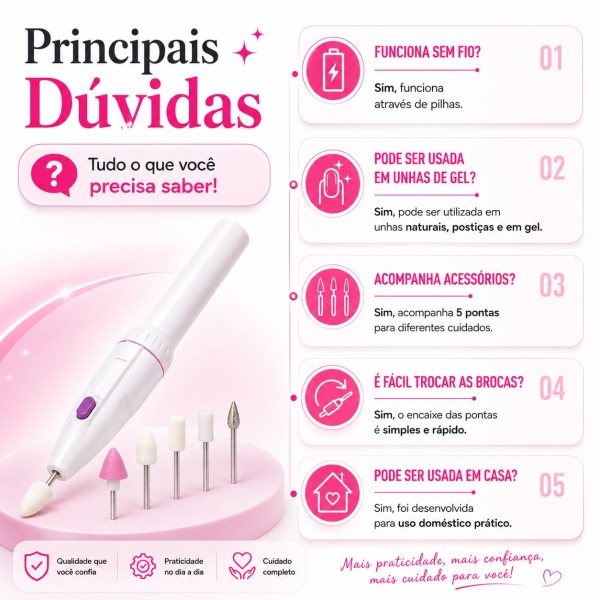 Lixador Elétrico de Unhas Lixa De Unha Profissional 5 Lixas