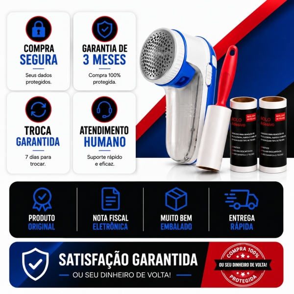 Kit Papa Bolinhas + Rolo Adesivo Tira Pelos 3 Rolos 90 Folhas