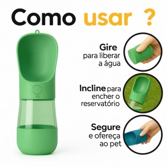 Garrafa Portátil Pet 2 em 1 Água e Ração 370ml Passeio