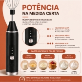 Mixer Elétrico Portátil Com 2 Batedores 3 Velocidades Usb