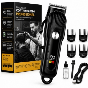 Máquina de Cortar Cabelo Profissional Display Digital 5w
