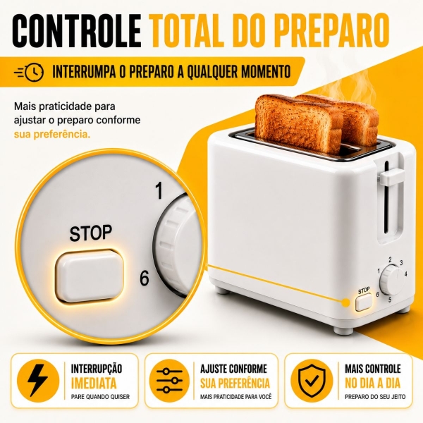 Torradeira Elétrica Tostadeira 5 Niveis De Tostagem 110v