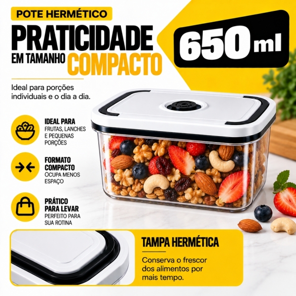 Conjuntos de 05 potes Herméticos Alimentos Marmita Fit redondo