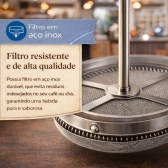 Prensa Francesa Café 350ml Vidro Aço Inox Para Chá