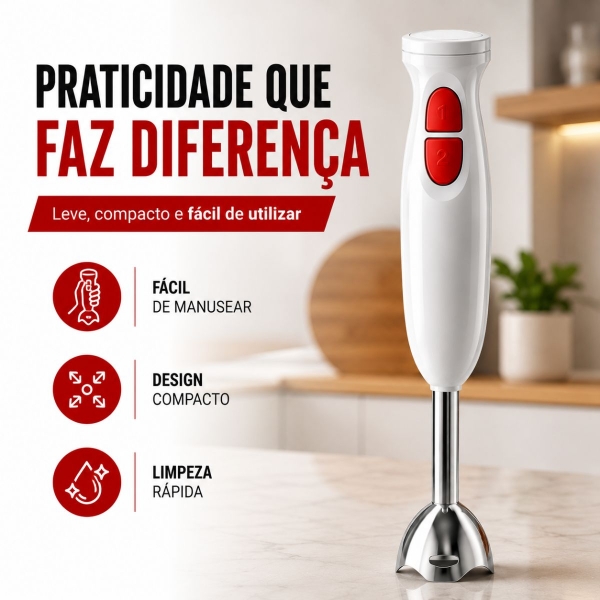 Mixer Misturador Elétrico Branco Bak 300w Com 600ml 110v