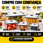 Conjuntos de 05 potes Herméticos Alimentos Marmita Fit redondo