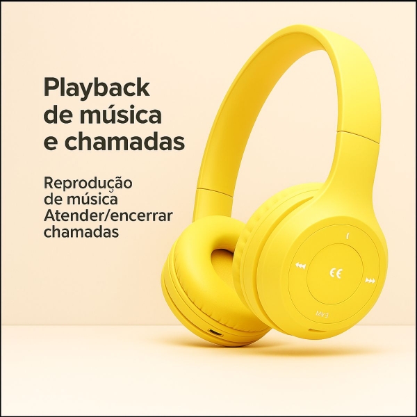FONE DE OUVIDO BLUETOOTH ESTEREO ALTOMEX B-19 - Amarelo