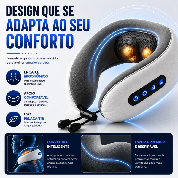 Almofada Massageador Para pescoço - Cinza