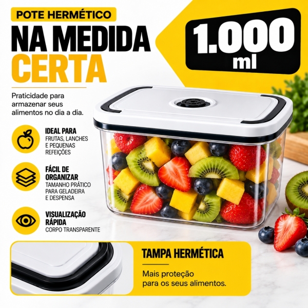 Conjuntos de 05 potes Herméticos Alimentos Marmita Fit redondo