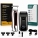 Kit Máquina de Acabamento Profissional 3W + Barbeador Elétrico Shaver 5W Sem Fio com Display LED 3 Pentes USB Lâmina T