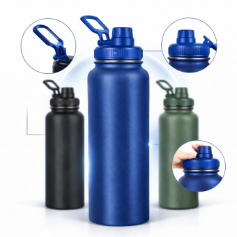 Garrafa Térmica Inox 1200ml Parede Dupla Isolamento a Vácuo Antivazamento com Alça 180°