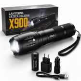 Lanterna Tática X900 Recarregável Zoom LED Potente