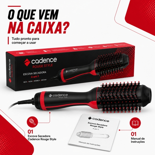 Escova secadora 4 em 1 Cadence Ceramica Ionizada Turmalina