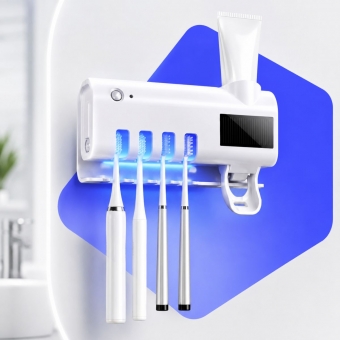 Porta Escova Esterilizador UV Dispenser Pasta Automático