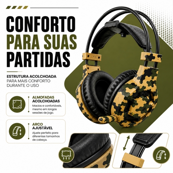 Headset Gamer Fone Com Microfone Driver 40mm P2 2,1m