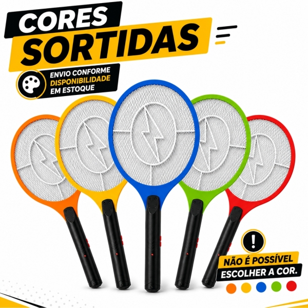 Raquete Elétrica Mata Mosquito Recarregável Bivolt Resistente