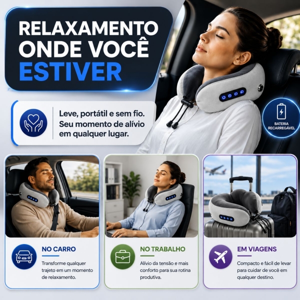 Almofada Massageador Para pescoço - Cinza