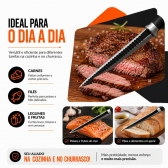 Kit Faca Serrilhada 24cm Inox Profissional Com Afiador 3 Estagios E Balanca Digital 10kg