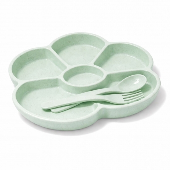 Prato Infantil Com Divisorias Flor Garfo E Colher BPA Free