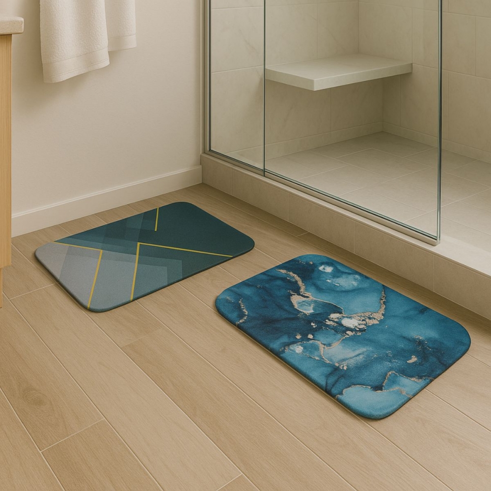 Kit 2 Tapetes Impermeável Antiderrapante Banheiro Cozinha - 2 Quadrado