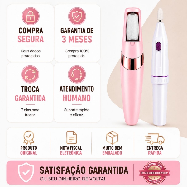 Kit Lixa Elétrica Pé Removedor Calos + Lixadeira Elétrica Unhas