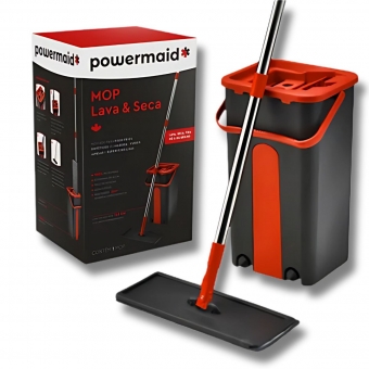 Mop Limpeza Rodo Giratório 360° Esfregão Balde Flat Aço Inox