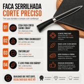 Kit Faca Serrilhada 24cm Inox Profissional Com Afiador 3 Estagios E Balanca Digital 10kg