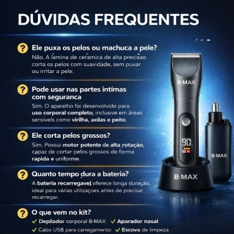 Kit Depilador Corporal Masculino Cerâmica 5W Aparador Nasal