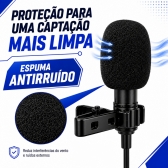 Microfone de Lapela P3 com Fio 2,5m para Celular e PC